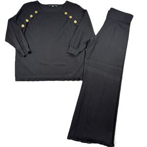 Elliott Lauren Women Outfit Wide Leg Flare Pull On Pants Top Black Small M173